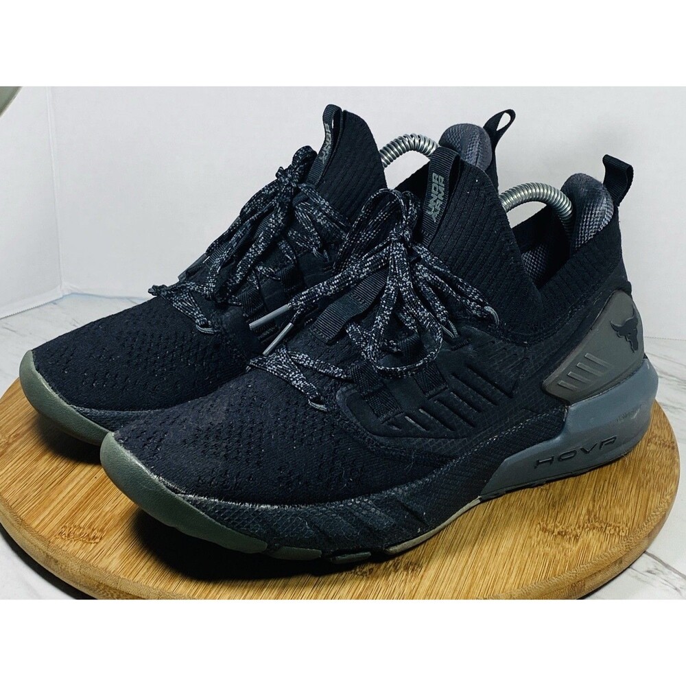 Under Armour Project Rock 3 HOVR Men's Size 9 Black Grey Shoes 3023004-001
